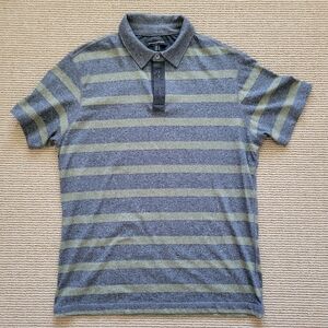 Banana Republic Men's Striped wearable light wool Polo Shirt - Gray and Green